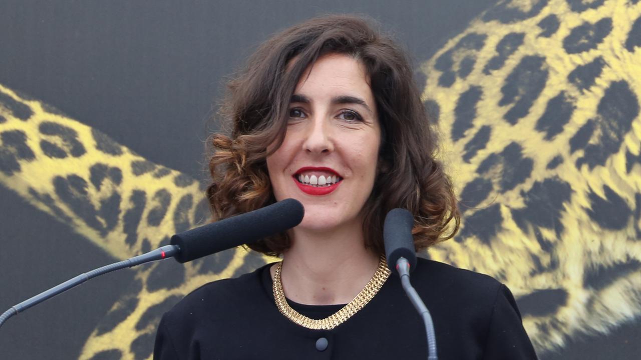 Lili Hinstin, directrice artistique du Festival de Locarno, lors de la cérémonie d'ouverture de la 72 édition le 8 août 2019. [RTS - Melissa Härtel]