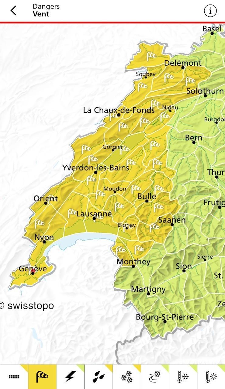 La Suisse romande se trouve en degré de danger 2. [MétéoSuisse]