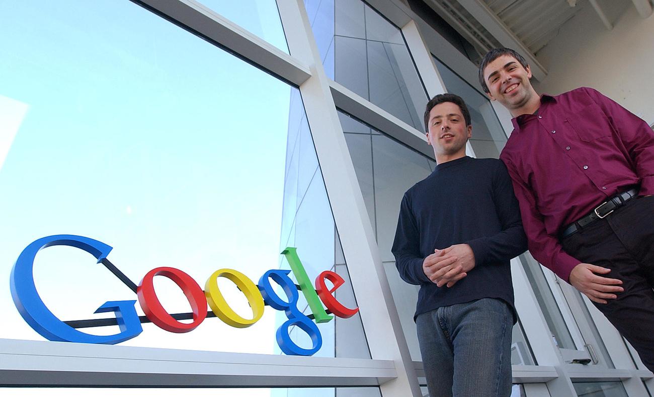 Les deux fondateurs de Google, Sergey Brin et Larry Page, en 2004. [Keystone/AP - Ben Margot]