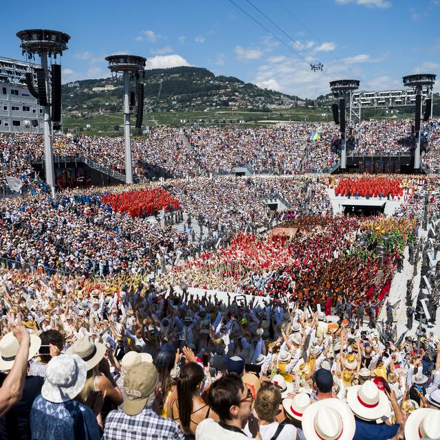 La Fête des vignerons 2019 a accueilli 355'000 spectateurs. [Keystone - Jean-Christophe Bott]