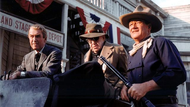 James Stewart, John Ford et John Wayne sur le tournage de "L'Homme qui tua Liberty Valance" (1962)