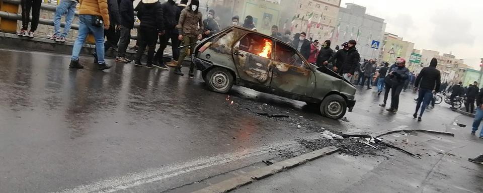 Une action de protestation contre la hausse du pétrole à Téhéran, samedi 16 novembre 2019. [EPA - Stringer]