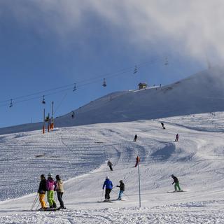 Le domaine skiable des Portes du Soleil, à  Champéry-Les Crosets, en novembre 2017. [Keystone - Jean-Christophe Bott]