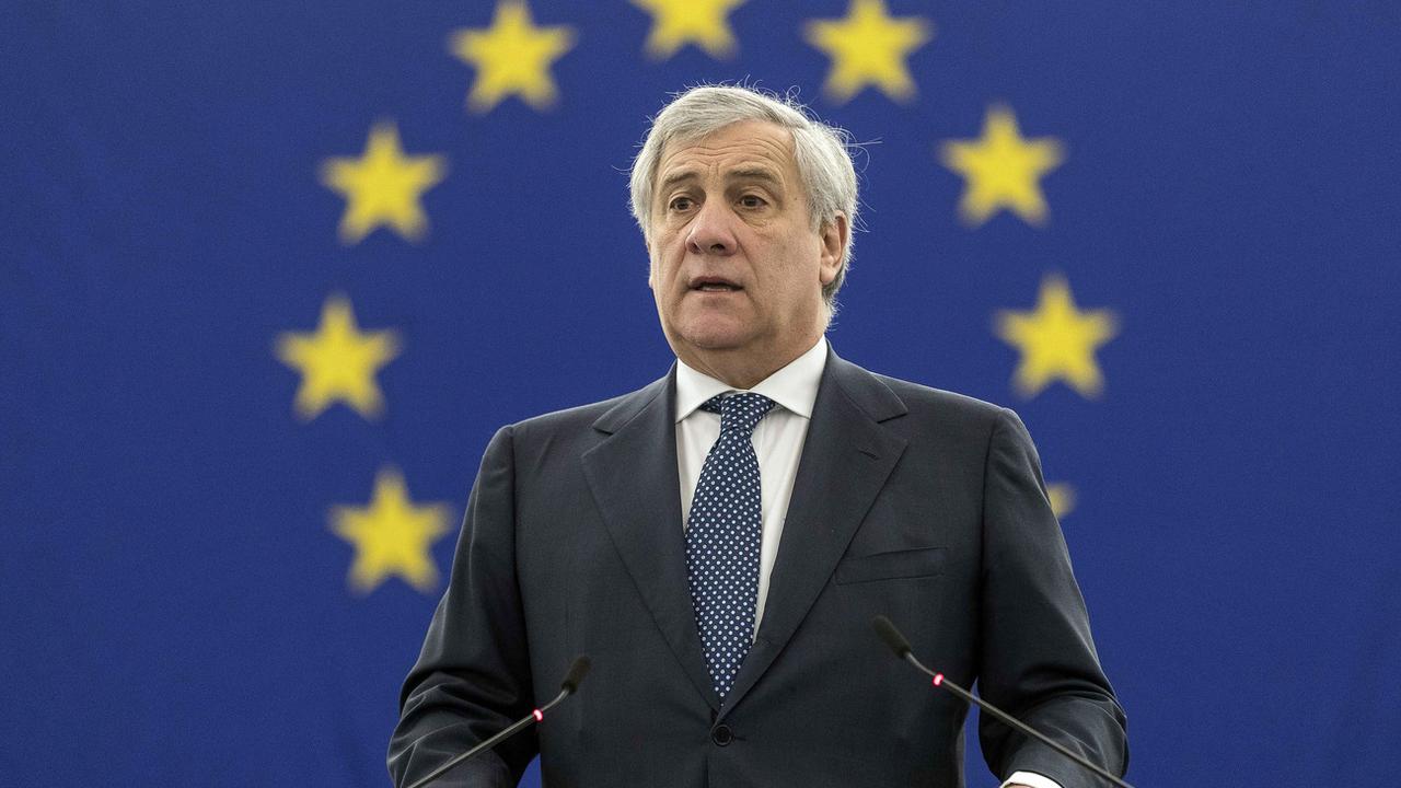 Le président du Parlement européen, l'Italien Antonio Tajani. [Keystone/AP Photo - Jean-François Badias]