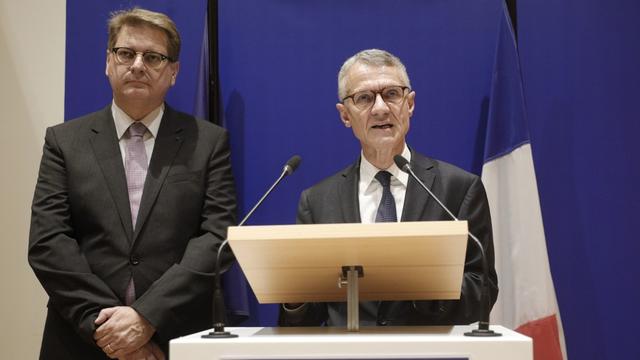 Le procureur antiterroriste Jean-François Ricard lors de sa conférence de presse sur l'attaque de la préfecture de police de Paris. [AFPO - Geoffroy Van Der Hasselt]