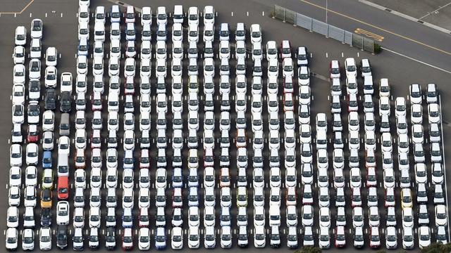 L'enceinte d'une usine Nissan vue du ciel, à Yokosuka, près de Tokyo. [Kyodo News via AP]