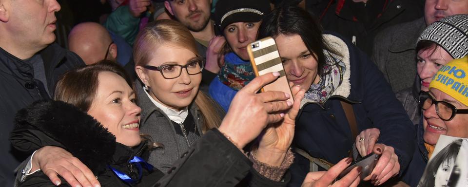 L'ancienne première ministre ukrainien Yulia Tymoshenko pendant la campagne présidentielle. [Keystone/AP - Mykola Tys]