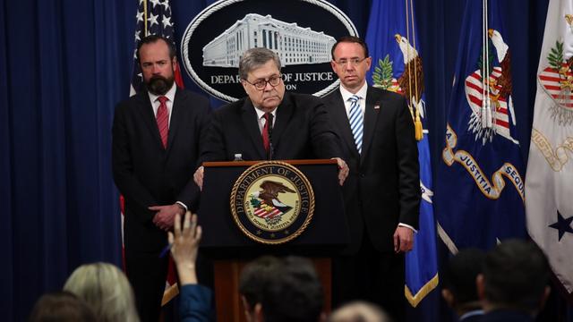 Le ministre de la Justice américain Bill Barr lors de sa conférence de presse avant la publication du rapport Mueller. [AFP/GettyImages - Win McNamee]