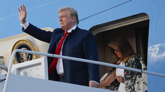 Donald Trump s'est exprimé sur le rapport Mueller depuis son avion Air Force One. [AP Photo - Pablo Martinez Monsivai]