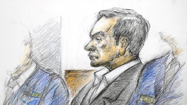 Un dessin figurant Carlos Ghosn devant le tribunal à Tokyo. [EPA - JIJI PRESS]