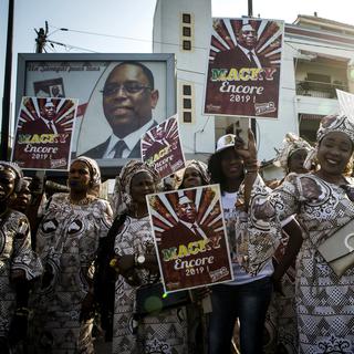 Des partisans du président sénégalais Macky Sall en campagne pour sa réélection en février 2019. [AP Photo/Keystone - Jane Hahn]