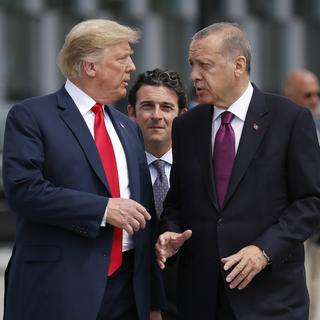 Donald Trump et Recep Tayyip Erdogan, ici en juillet 2018. [AP/Keystone - Pablo Martinez Monsivais]