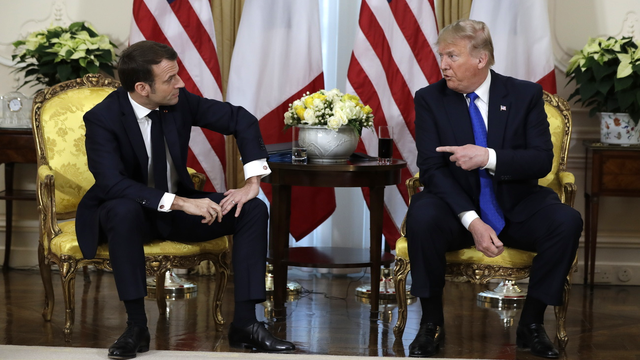 Emmanuel Macron et Donald Trump lors de leur rencontre à Londres, 03.12.2019. [AP/Keystone - Evan Vucci]