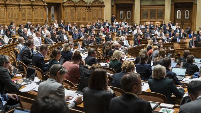 La salle du Conseil national, à Berne. [Keystone - Alessandro della Valle]