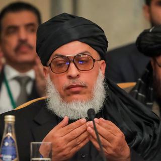 Le chef du bureau des talibans au Qatar, Sher Mohammad Abbas Stanakzai, pendant une réunion à Moscou, le 5 février 2019. [Reuters - Maxim Shemetov]