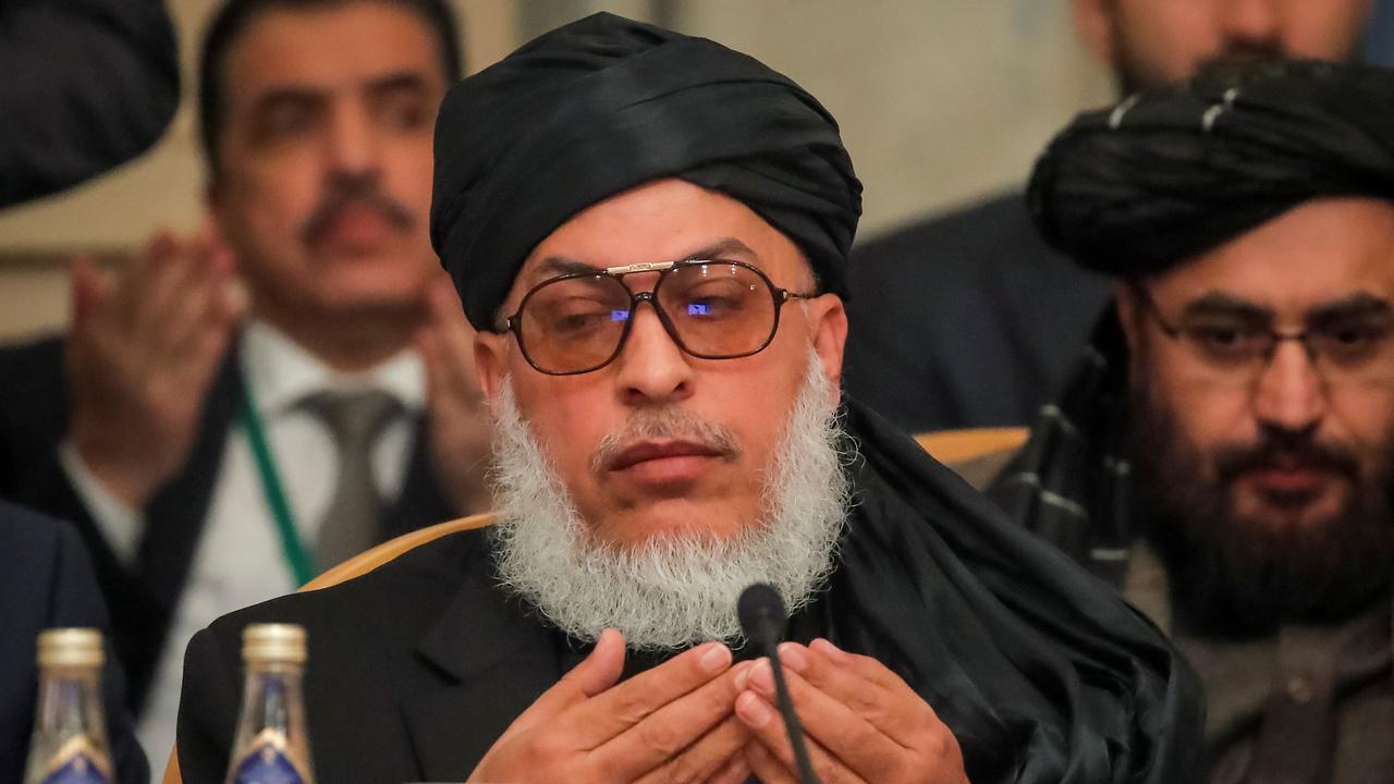 Le chef du bureau des talibans au Qatar, Sher Mohammad Abbas Stanakzai, pendant une réunion à Moscou, le 5 février 2019. [Reuters - Maxim Shemetov]