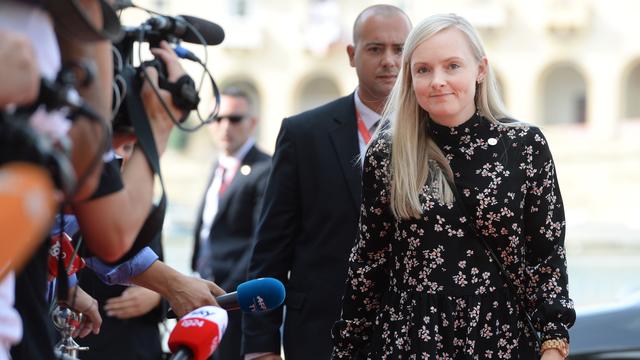 Maria Ohisalo, la ministre de l'intérieur finlandaise, arrive au Fort Saint-Ange, à Malte, le 23 septembre 2019. [afp - Matthew Mirabelli]