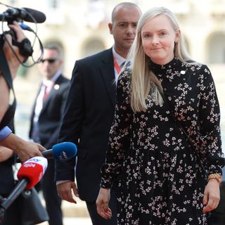Maria Ohisalo, la ministre de l'intérieur finlandaise, arrive au Fort Saint-Ange, à Malte, le 23 septembre 2019. [afp - Matthew Mirabelli]