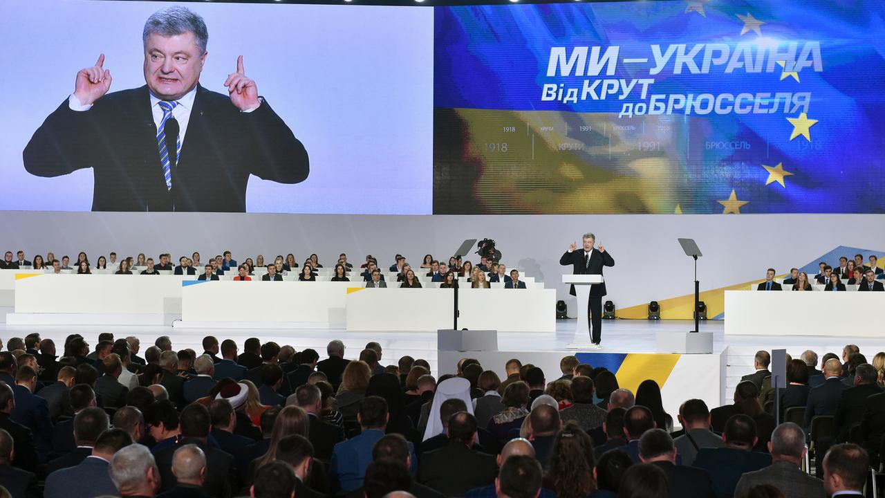Petro Porochenko devant ses partisans à Kiev. le 29 janvier 2019. [AFP - GenyaSavilov]
