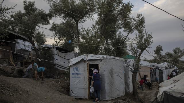 Le camp surpeuplé de Moria, à Lesbos. [Keystone - Petros Giannakouris]