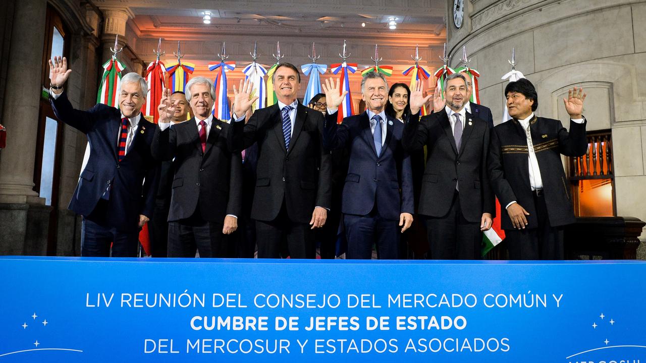 Les dirigeants des pays du Mercosur (Chili, Uruguay, Brésil, Argentine, Paraguay, Bolivie). [Reuters - Argentina Presidency/Handout]