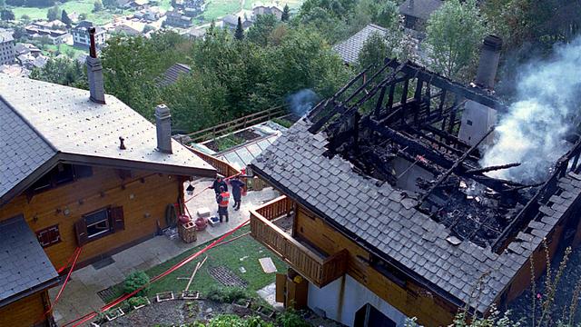 Le chalet de Granges-sur-Salvan (VS) où 25 personnes sont décedées en 1994. [Keystone - Fabrice Coffrini]