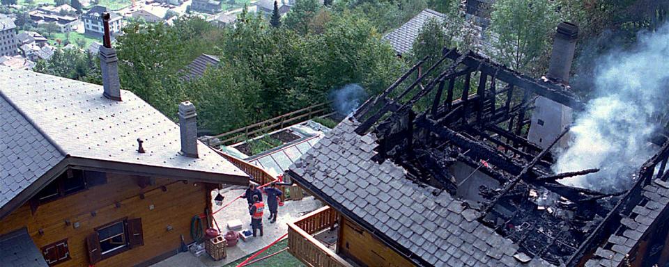 Le chalet de Granges-sur-Salvan (VS) où 25 personnes sont décedées en 1994. [Keystone - Fabrice Coffrini]