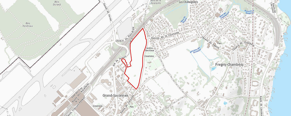 La localisation du projet genevois sur la parcelle agricole du Pré-du-Stand. [République et canton de Genève]