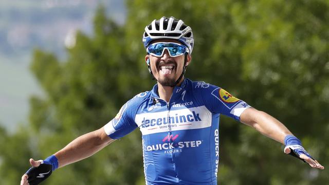 La joie d'Alaphilippe à l'arrivée. [Christophe Ena]