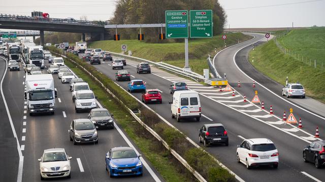 L'échangeur de Crissier sur l'autoroute A9. [Keystone - Laurent Gillieron]