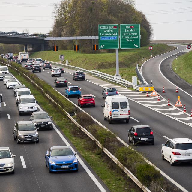 L'échangeur de Crissier sur l'autoroute A9. [Keystone - Laurent Gillieron]