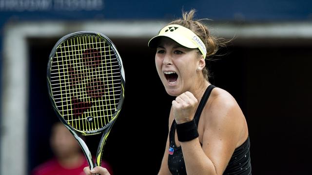 Toute la rage de Belinda Bencic, qui se retrouve en demi-finales à Moscou. Et toute proche de... Shenzhen. [KEYSTONE]