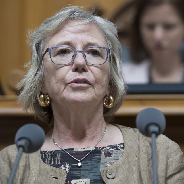 La Conseillère nationale Laurence Fehlmann Rielle à Berne.
Lukas Lehmann
Keystone [Lukas Lehmann]