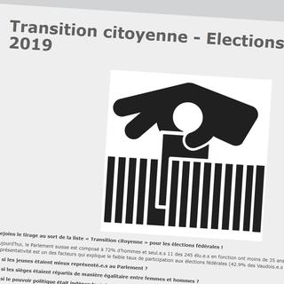 Page web du tirage au sort de la liste "Transition citoyenne" pour les élections fédérales. [DR]