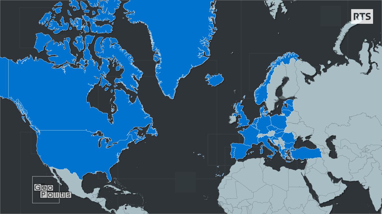 Les pays membres de l'OTAN [Géopolitis/RTS - Thierry Vilbert]