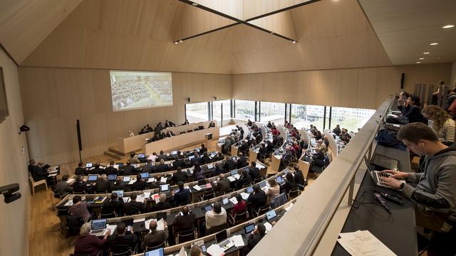 Vue de la salle du Grand Conseil vaudois. [Keystone - Jean-Christophe Bott]