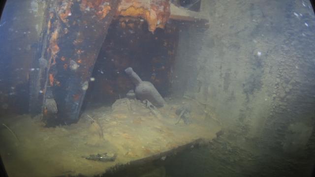 Vue d'une cabine du HMS Terror, navire avec lequel l'explorateur anglais John Franklin espérait trouver le passage du Nord-Ouest, reliant les océans Atlantique et Pacifique par l'Arctique. [Ryan Harris]