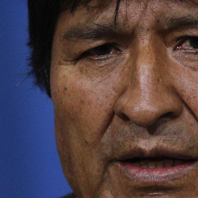 Evo Morales lors d'une conférence de presse à La Paz, dimanche 10 novembre. [AP Photo - Juan Karita]