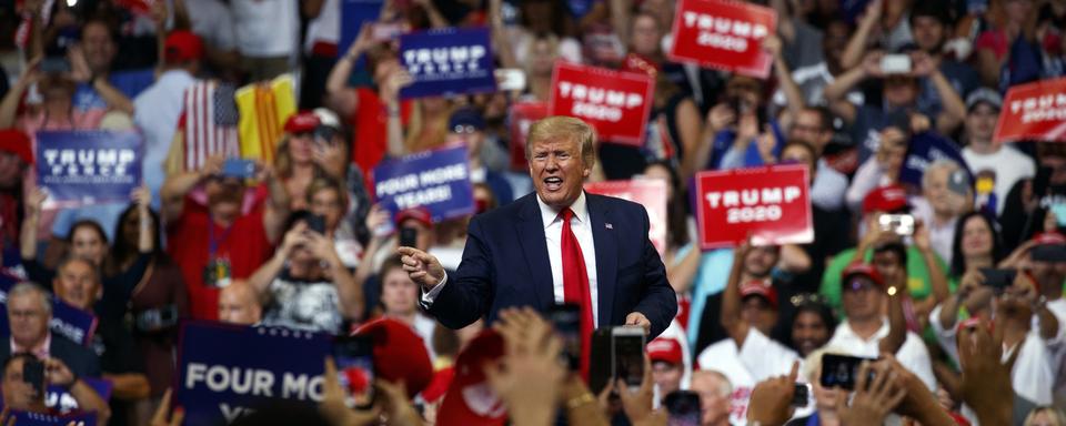 Donald Trump à la fin de son discours à Orlando, ce 18 juin 2019. [AP Photo - Evan Vucci]