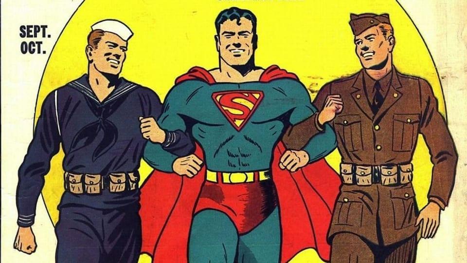 Couverture de bande dessinée de 1941: Superman et l’armée, main dans la main. [DC Comics]