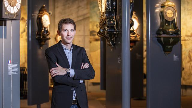 Régis Huguenin, conservateur du Musée international d'horlogerie de La Chaux-de-Fonds. [Keystone - Patrick Huerlimann]