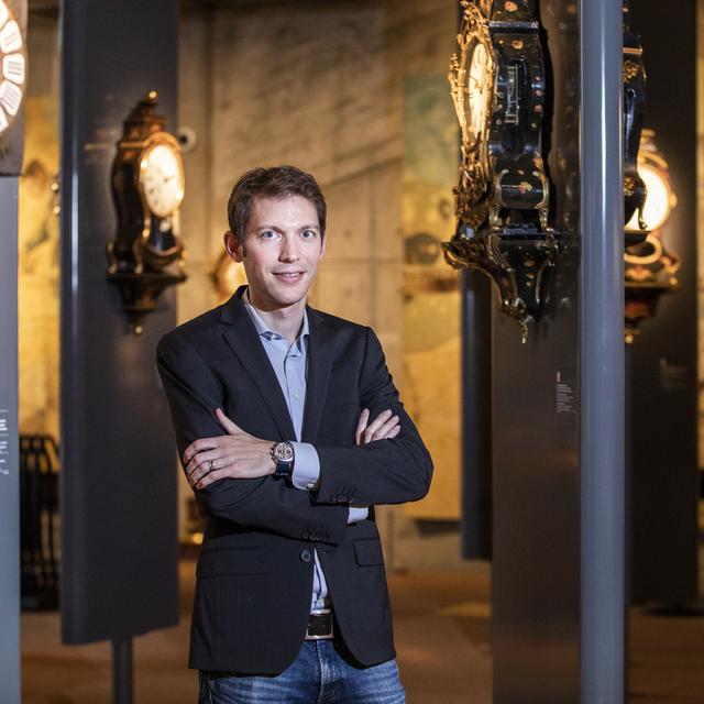 Régis Huguenin, conservateur du Musée international d'horlogerie de La Chaux-de-Fonds. [Keystone - Patrick Huerlimann]