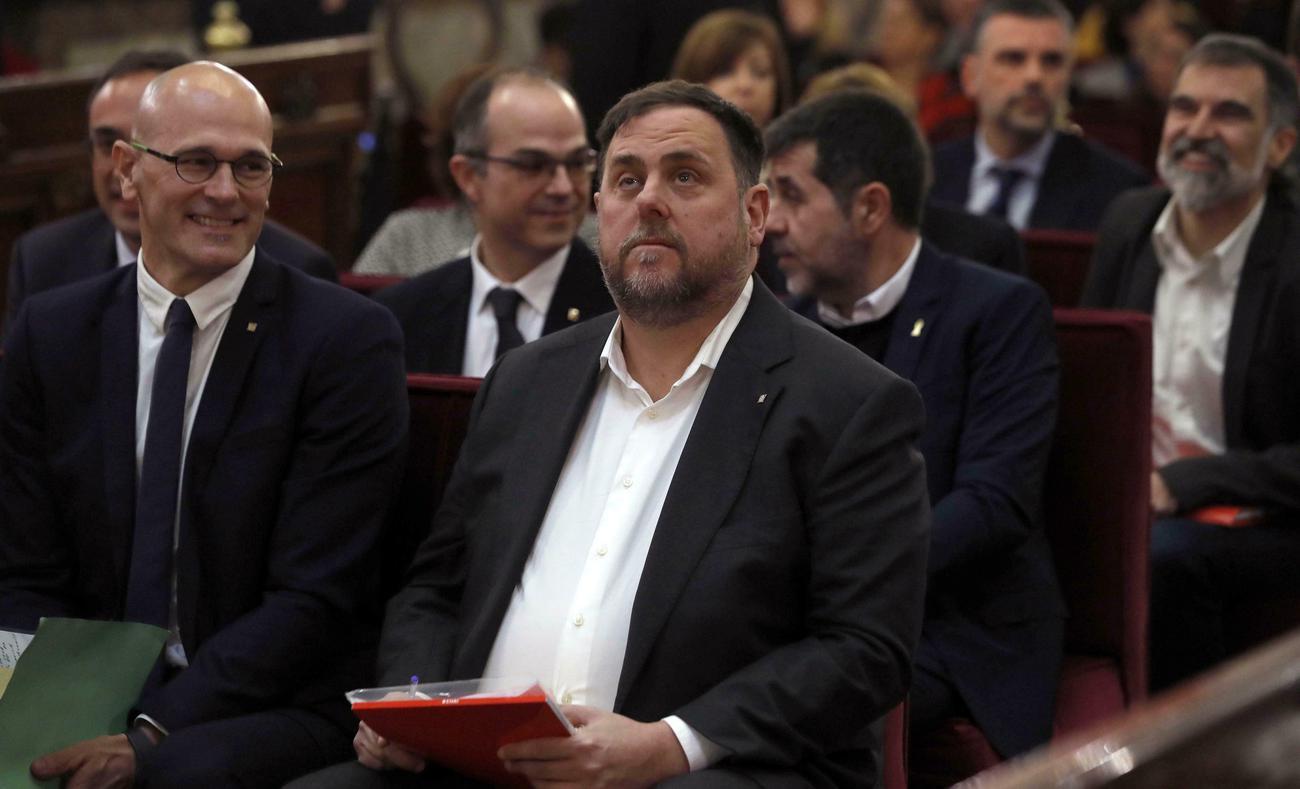 Oriol Junqueras à la Cour suprême de Madrid, le 12 février 2019. [Keystone - J.J. Guillen]