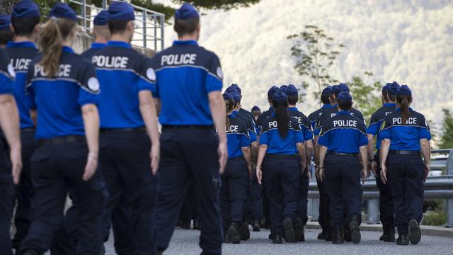 Des aspirants policiers en formation à l'Académie de police de Savatan. [Keystone - Anthony Anex]