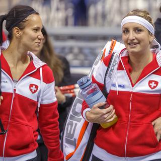 Viktorija Golubic et Timea Bacsinszky vont défendre les couleurs de la Suisse à San Antonio. [Keystone - Salvatore Di Nolfi]