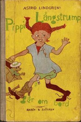 Une couverture du livre "Pippi Långstrump" (Fifi Brindacier) d'Astrid Lindgren. Edition de 1945. [Raben & Stögren]