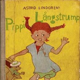 Une couverture du livre "Pippi Långstrump" (Fifi Brindacier) d'Astrid Lindgren. Edition de 1945. [Raben & Stögren]