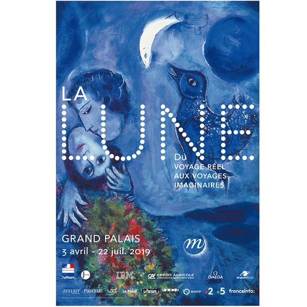 L'affiche de l'exposition "La Lune. Du voyage réel aux voyages imaginaires" au Grand Palais à Paris. [Grand Palais Paris]