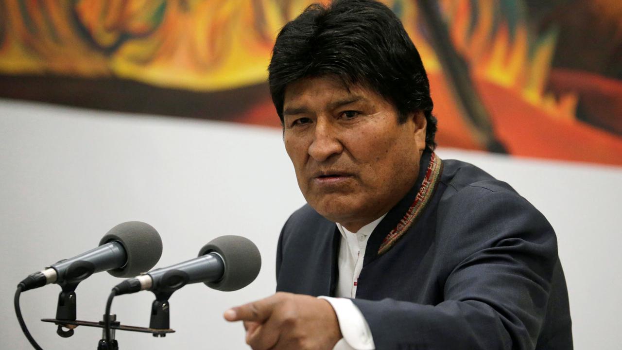 Evo Morales proclame sa victoire devant la presse à la Paz, 24.10.2019. [Reuters - David Mercado]