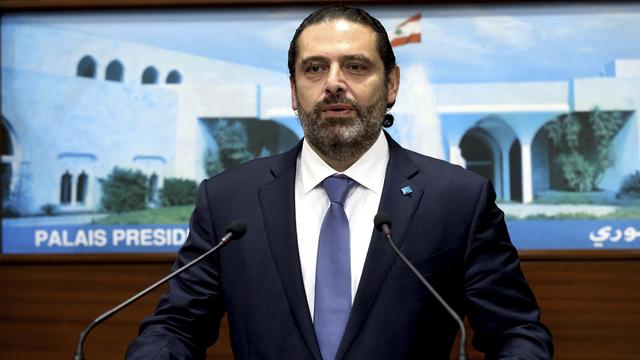 Le Premier ministre libanais Saad Hariri s'est exprimé lundi après une réunion extraordinaire du gouvernement [Keystone/AP - Dalati Nohra]